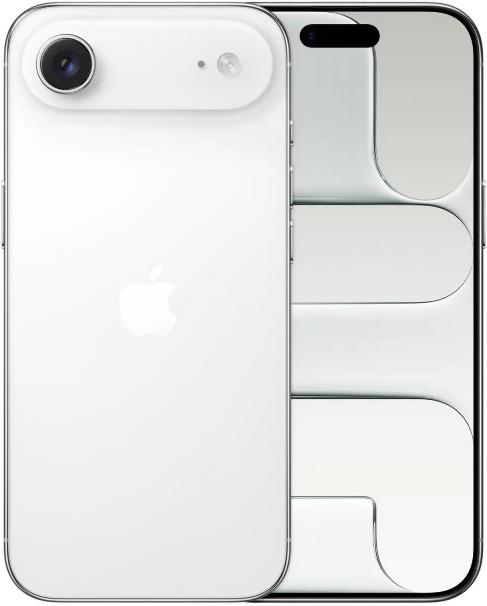 iPhone Air in Wolkenweiß, Rückseite und Vorderseite