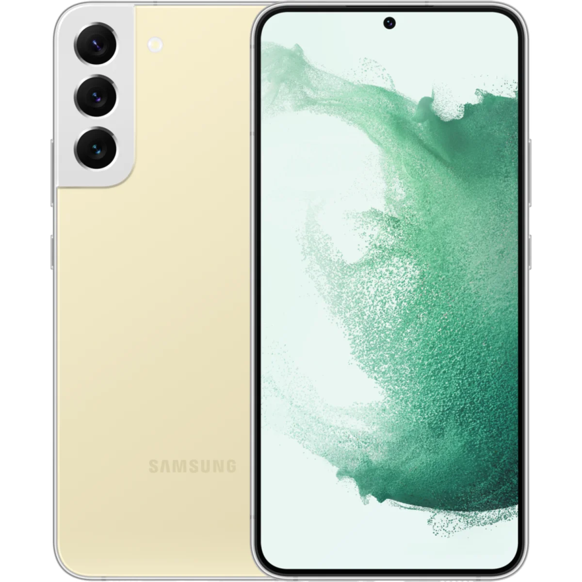 Galaxy S22+ in Cream, Rückseite und Vorderseite