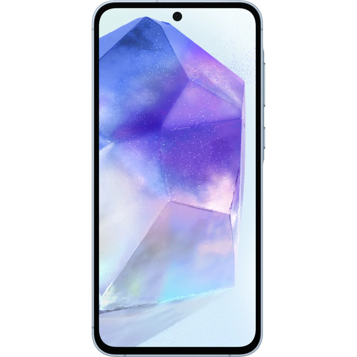 Galaxy A55 5G in Awesome Iceblue, Rückseite und Vorderseite