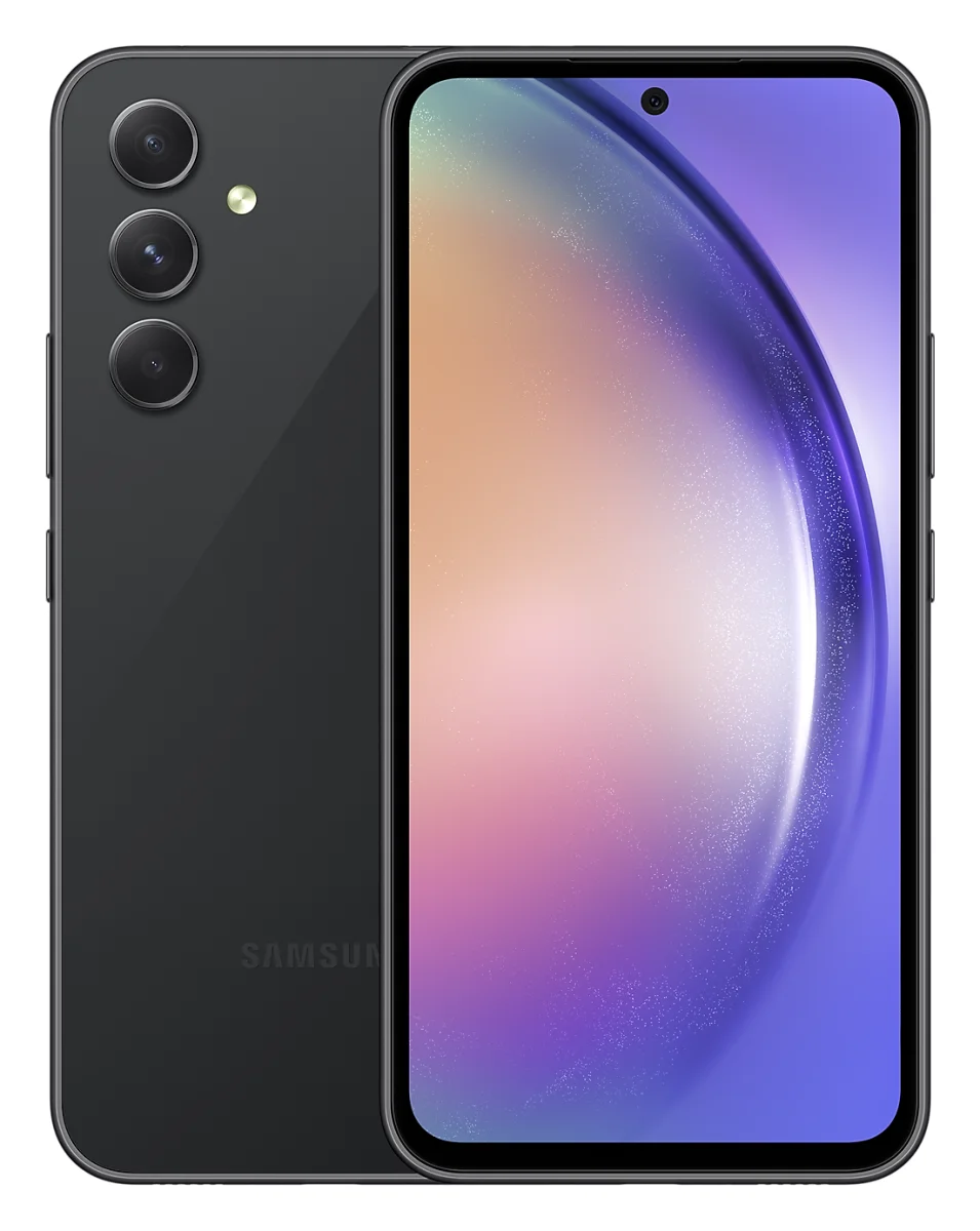 Galaxy A54 5G in Awesome Graphite, Rückseite und Vorderseite
