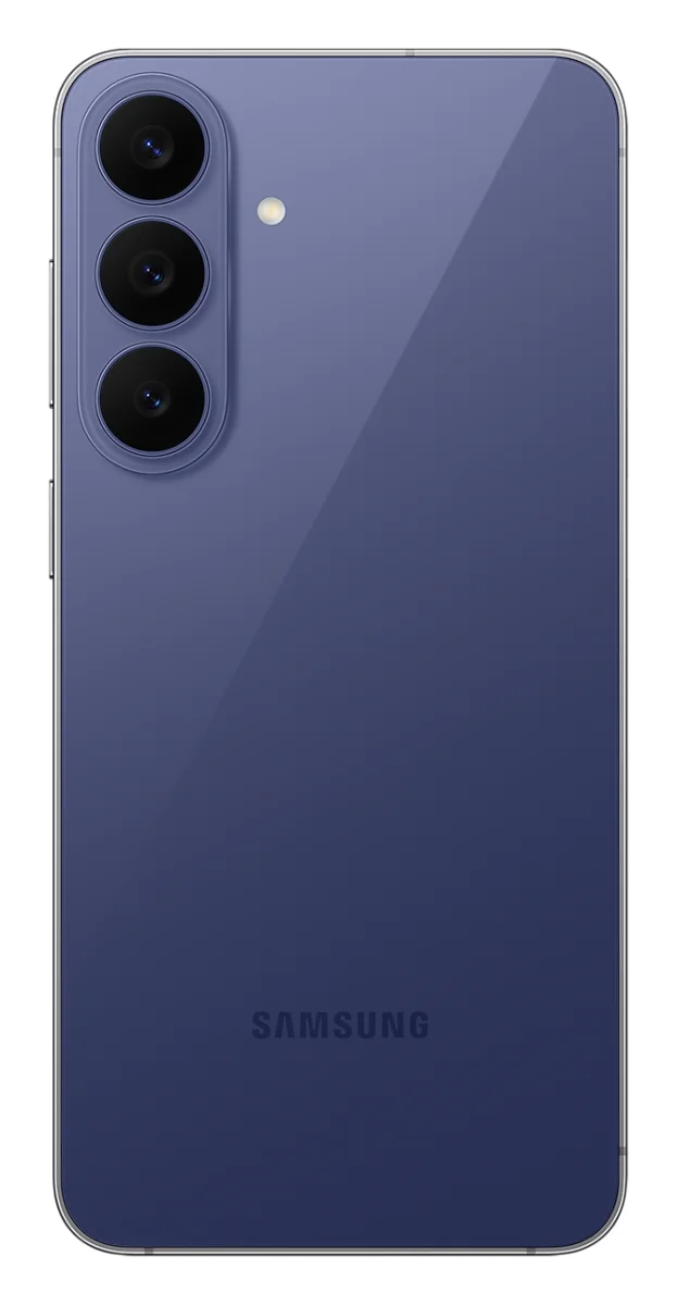 Galaxy S26 FE in Blueberry, Rückseite und Vorderseite