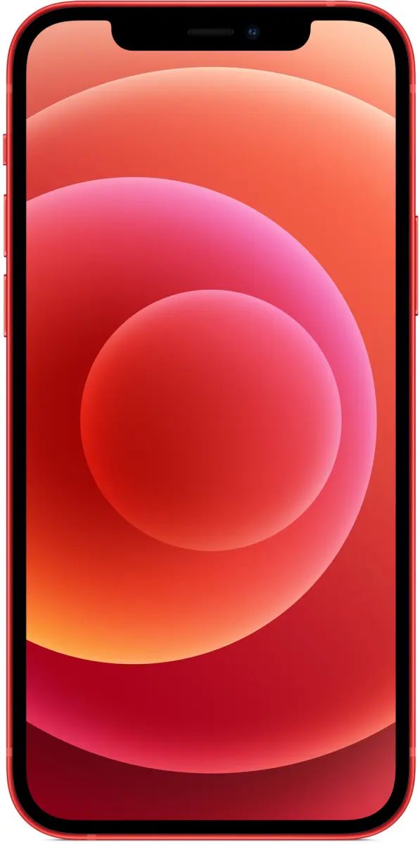 iPhone 12 in Rot, Rückseite und Vorderseite