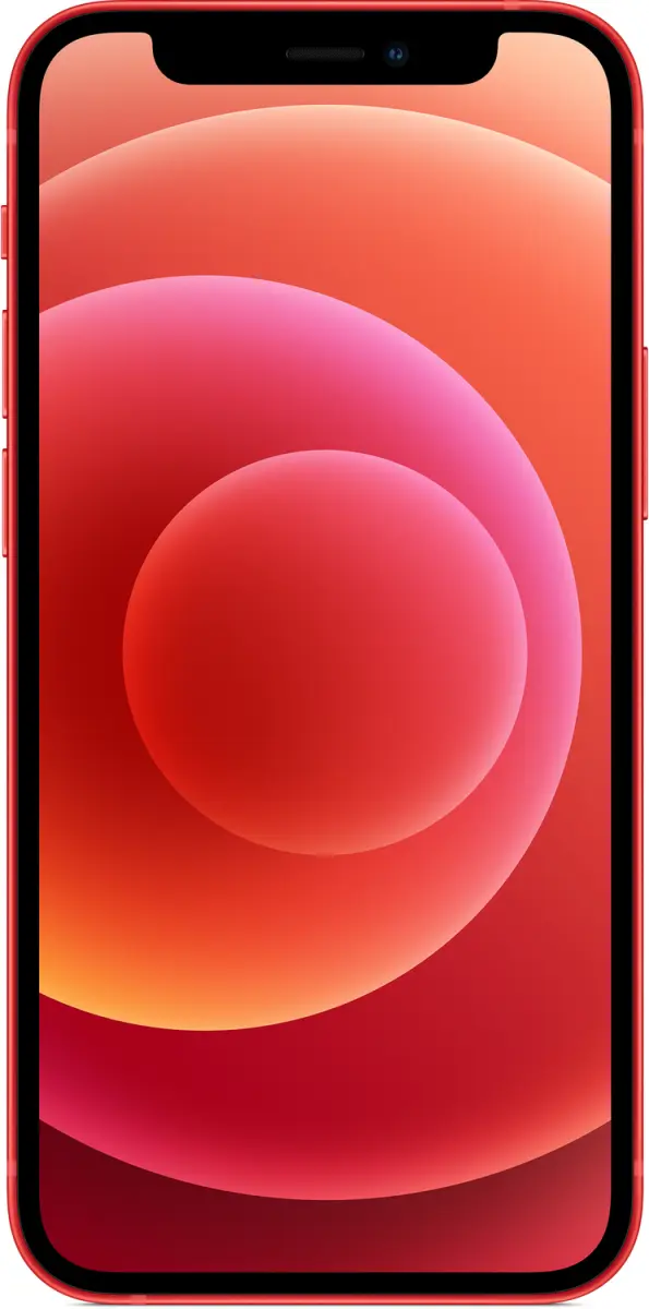 iPhone 12 mini in Rot, Rückseite und Vorderseite